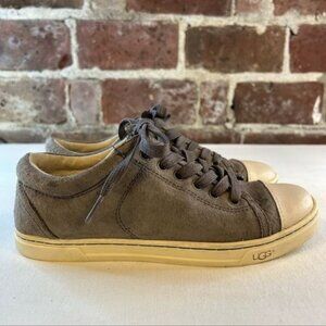 UGG Taya Gray Suede Sherpa Lined Sneakers 1010638 Sz 6